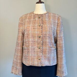 LOFT Pink and Cream Tweed Blazer